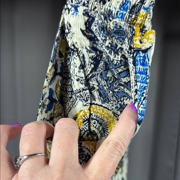 Maurices Blue and Yellow Patterned Straight Leg Pants - Picture 5 of 6